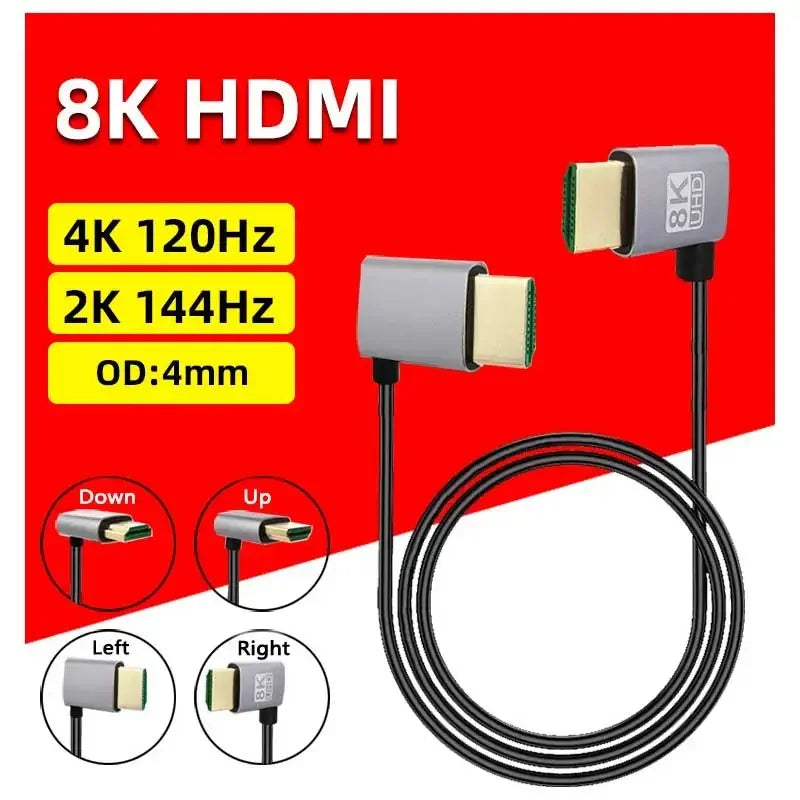 8K 90 degree HDMI-Compatible 2.1V Cable Cord 8K 60Hz 4K 120Hz 48Gbps EARC ARC HDCP Ultra High Speed HDR for Projector PS4 PS5