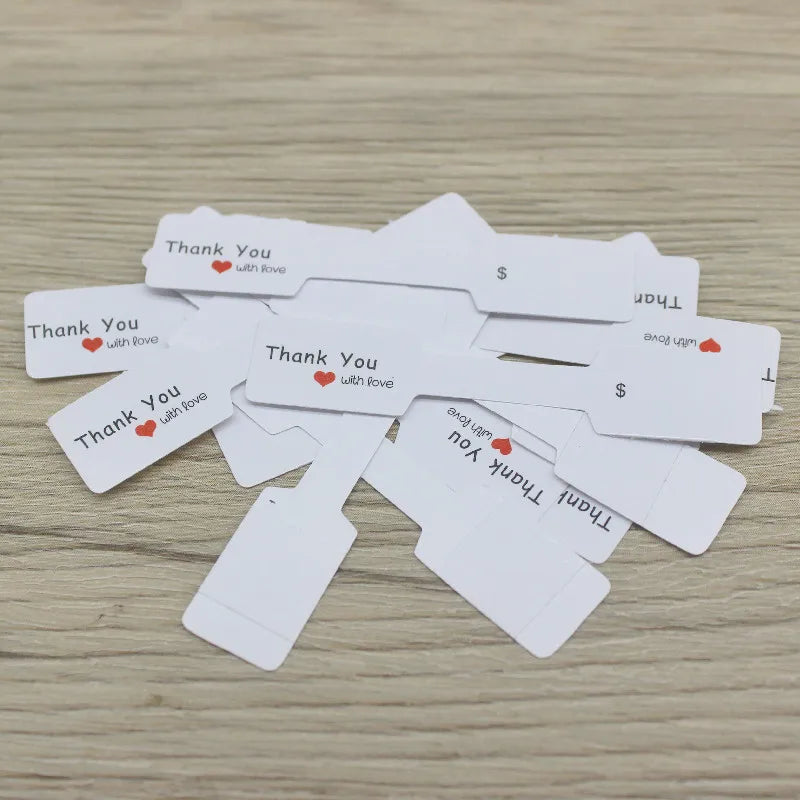 100PCS Multi Style Ring Folded Labels White/Kraft Handmade with Love Ring Price Labels Jewelry Tag Sticker Labels 6*1.2cm