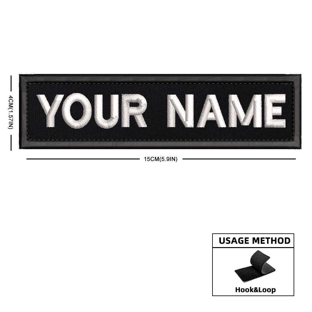 Rectangular Personalized Name Patch Stripes Badge tags Different Sizes Iron On Or Hook Loop Embroidered Military Name Patches