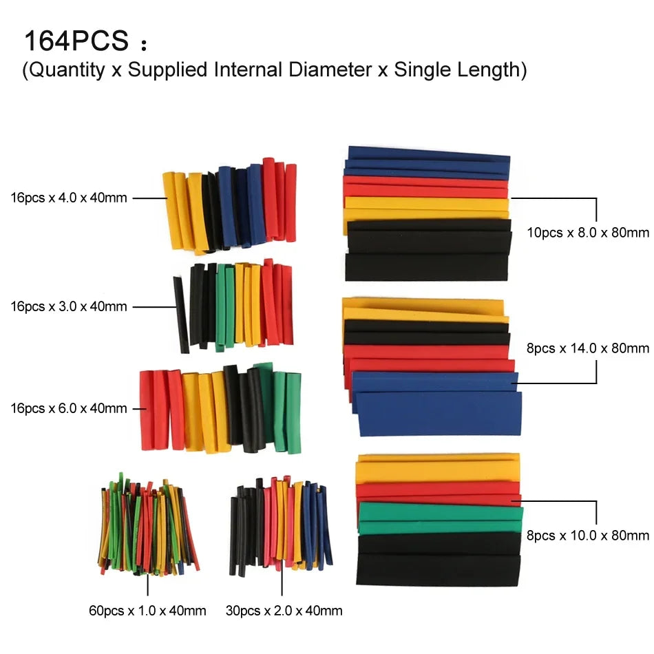 127/328/580/800Pcs Heat Shrink Wrapped Shrinking Insulation Sleeving Thermal Casing Car Electrical Cable Shrink Tube Tube Kit