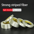 10M-20M Striped Fiber Tape Lithium Battery Pack Insulation Wrap Fiberglass Transparent Single Side Adhesive Seal Packaging Fixed