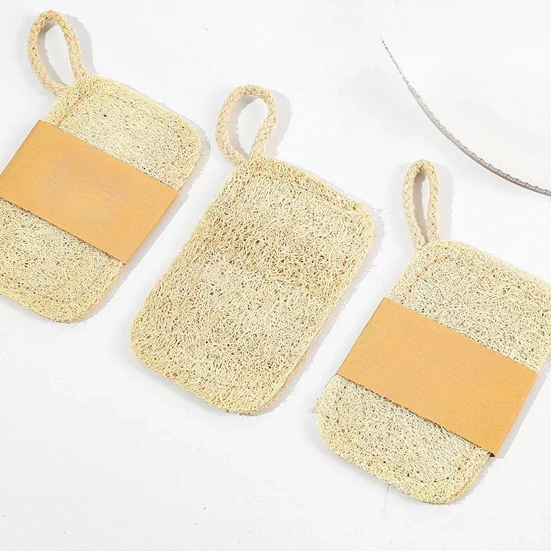 6pcs Natural Loofah Exfoliating Sponges - Gentle Body Scrubber for Shower & Bath, Bamboo Fiber Cleaning Pads 2042