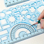 2pcs/set Multifunctional Geometric Ruler for Drawing and Crafting - Flower, Semicircle, and Geometric Patterns - Fun