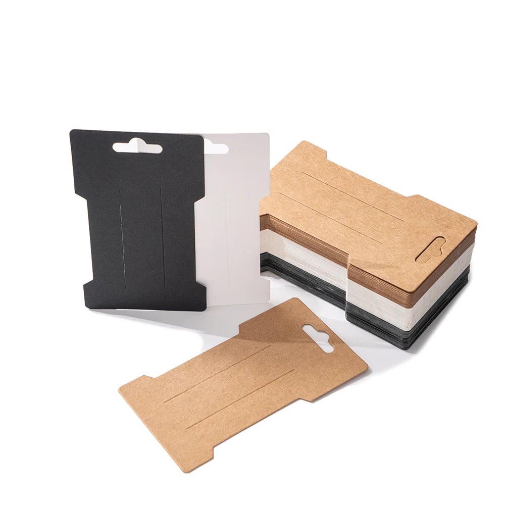 50pcs 6.6x11.5cm Hair Clips Jewelry Display Card Blank Kraft Paper Card Hairclip Price Tag Hairpin Packaging Cardboard Holder
