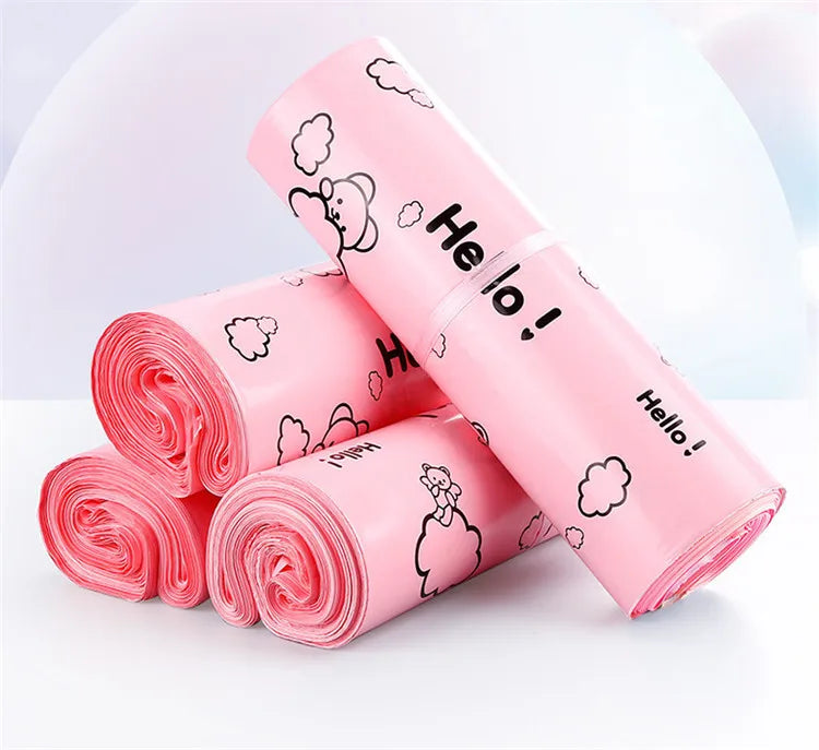 100PCS Lovely Baby Pink Poly Mailer Adhesive Envelope Shipping Bags DIY Bra Skirt Shoe Box Toys Present Gift Packaging Pouches