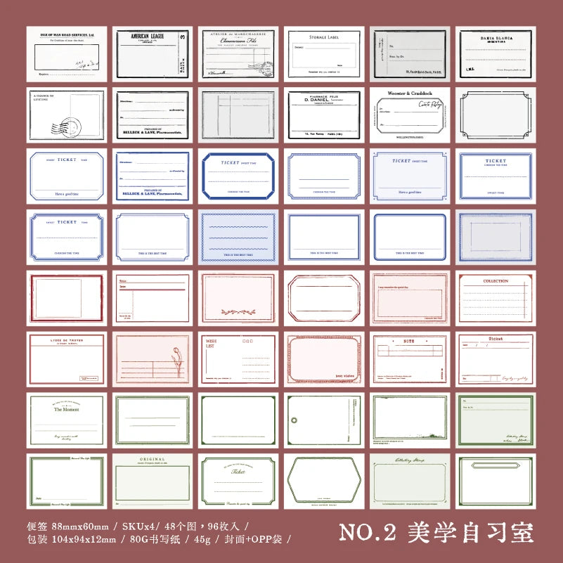 Yoofun 96 sheets Vintage Style Memo Pad Material Paper for Journal Planner Scrapbooking Materials Stationery Notes Paper