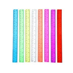 Classroom use, plastic, blue, durable and flexible 12-inch rulers in 8-pack for kids