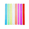Classroom use, plastic, blue, durable and flexible 12-inch rulers in 8-pack for kids