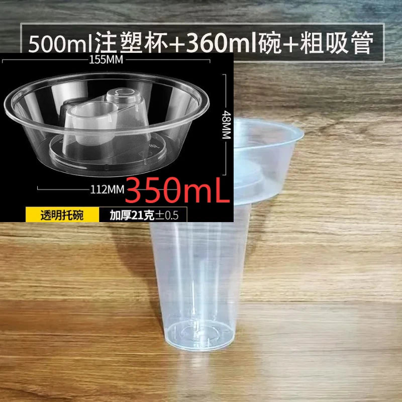 50pcs Disposable Hot Pot Cups Fried Chicken Fruit Creative Cup Holder Bowl Drink Cup Packaging Takeout Disposable Milk Tea Cups