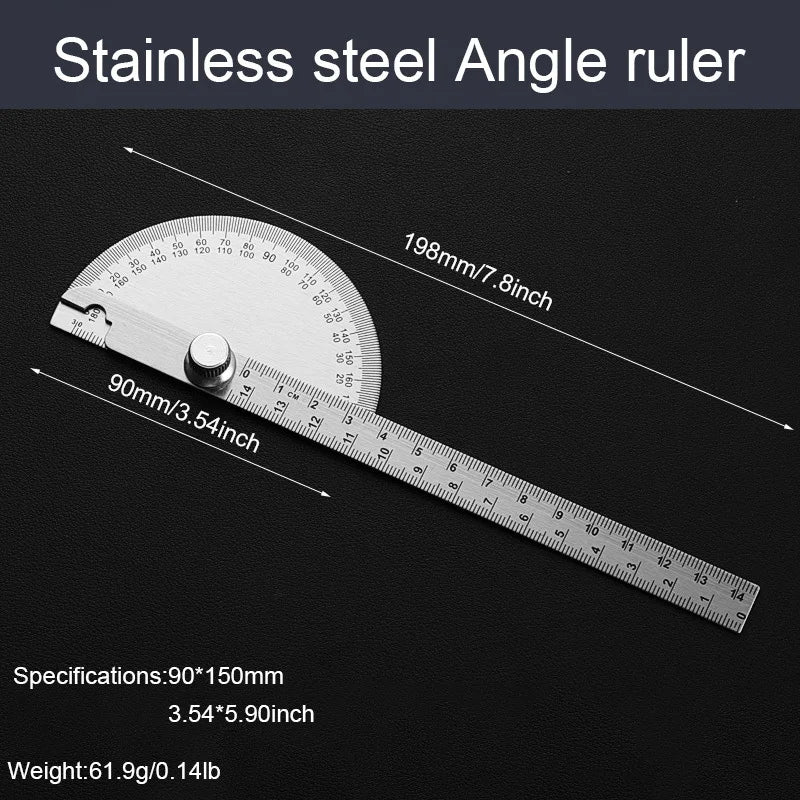 Thickened Stainless Steel Angle Gauge Measuring Angle Protractor Large Carpenter's Protractor Angle Gauge Angle Gauge