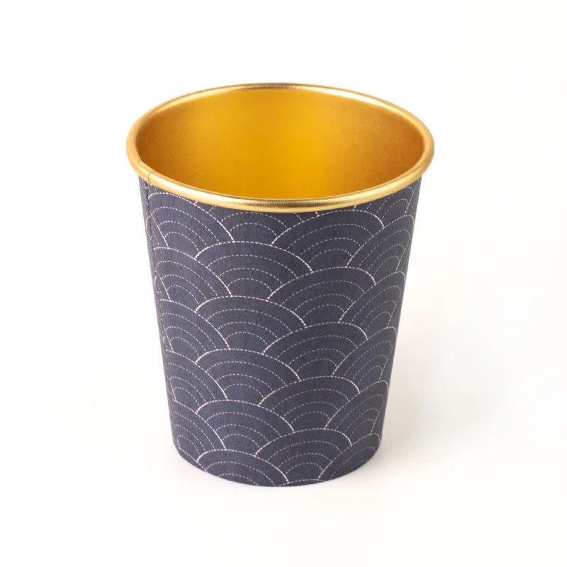 50pcs/pack 7oz/210ml Gold Foil Paper Cup Household Commercial High-end Disposable Cup Water Cup Tea Cup Coffee Cup Customization