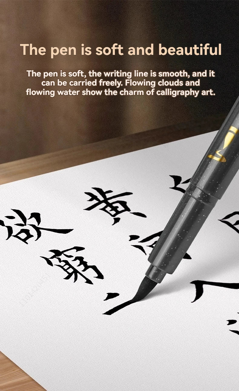 BAOKE 4-Size Calligraphy Pen Set for Writing, Hand Lettering, Black Ink Brush Markers Sketching Calligraphie Art Supplies Artist