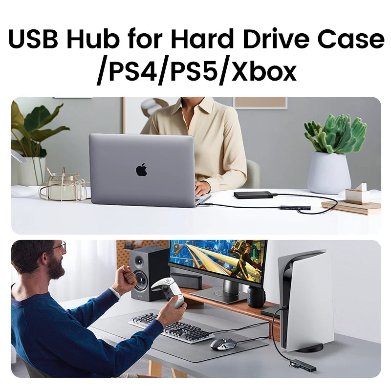 UGREEN USB3.0 HUB 4 Ports USB-A Splitter Slim USB Expander for Mouse Keyboard Flash Drive U Disk Printer and Laptop PC PS5 Xbox