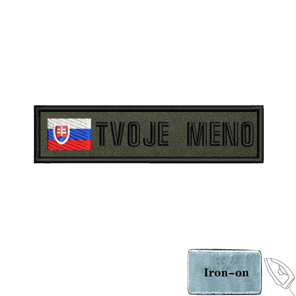 1PC 10cmX2.5cm Custom Name Flag Patch Stripes Badge Iron On Or Hook Loop Estonia Austria Bulgaria Hungary Romanian Ireland green