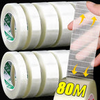 20-80M Fiberglass Transparent Mesh Tape for Wood Plastic Glass Metal Battery Insulating Tape Waterproof Single Side Packing Tape