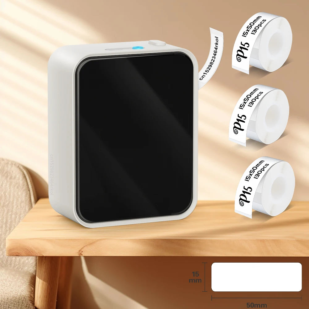 P15 Label Printer Portable Mini Thermal Printer Without Ink Bluetooth Wireless Labeling Machine DIY Barcode Sticker ot 3PK Label