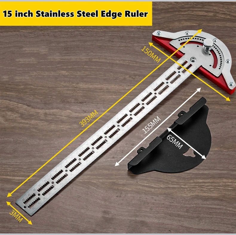0-180 Degree Angle Gauge Woodworkers Edge Ruler Stainless Steel Protractor Angle Finder Ruler Precision Carpenter Measuring Tool