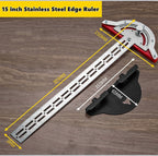 0-180 Degree Angle Gauge Woodworkers Edge Ruler Stainless Steel Protractor Angle Finder Ruler Precision Carpenter Measuring Tool