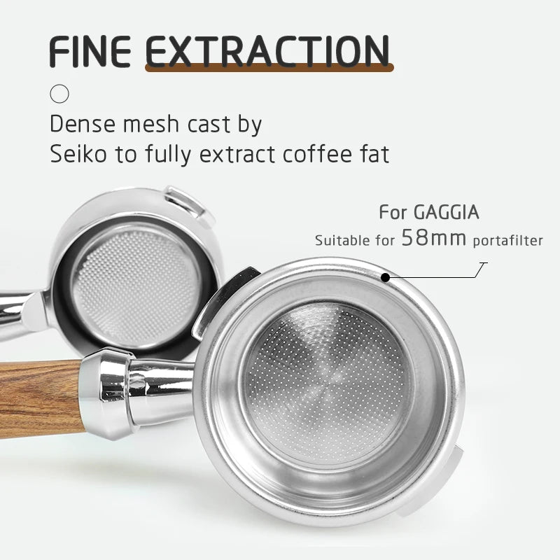 Coffee Portafilter 58mm Bottomless Filter Holder For Gaggia Classic Solid Wood Handle Barista Tools Espresso Machine Accessories