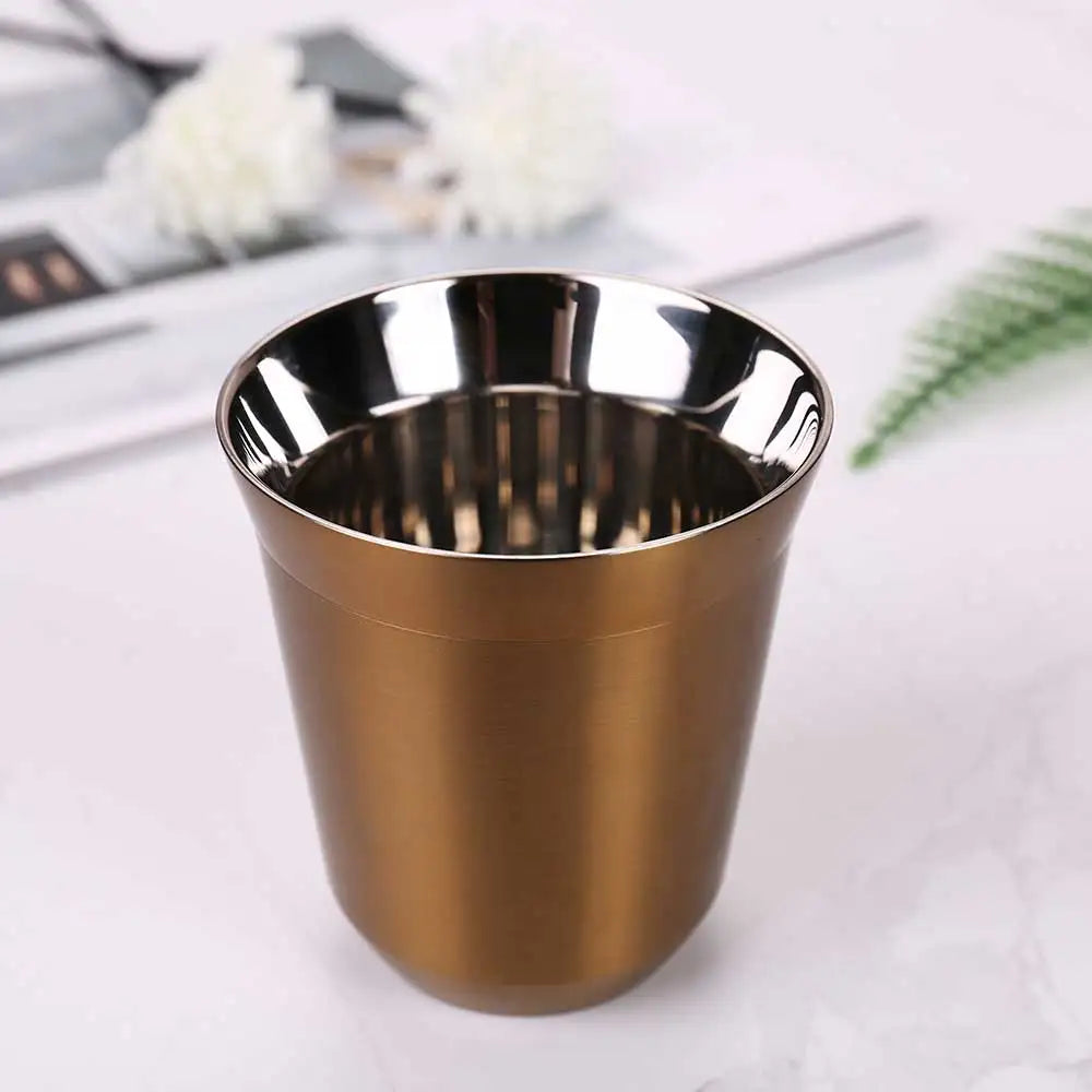 160ML 304 Espresso Mugs Stainless Steel Coffee Milk Water Drink Breakfast Cups Insulated Double Wall Safe Texture