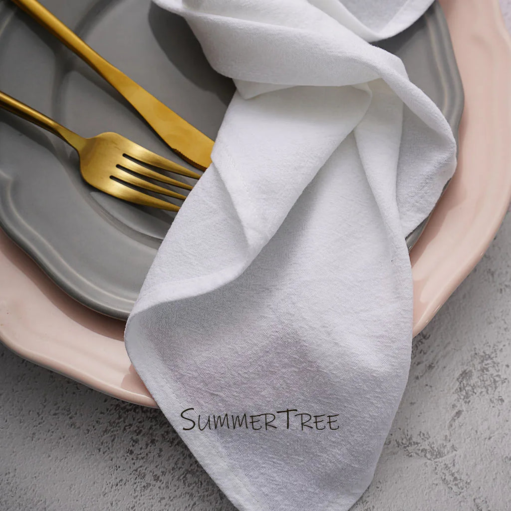 10pcs Napkins 40X40CM Plain Washed Cotton Classic Style Tea Towel Dining Place Mats Home Kitchen Dinner Wedding Settings Decor