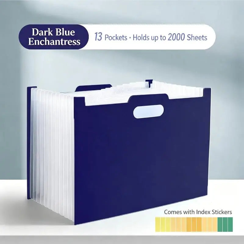 【J3a】13 Pockets Accordion File Organizer, Expanding File Folder With Lable Pocket,Upright Open Top,A4/Letter Size Paper Document
