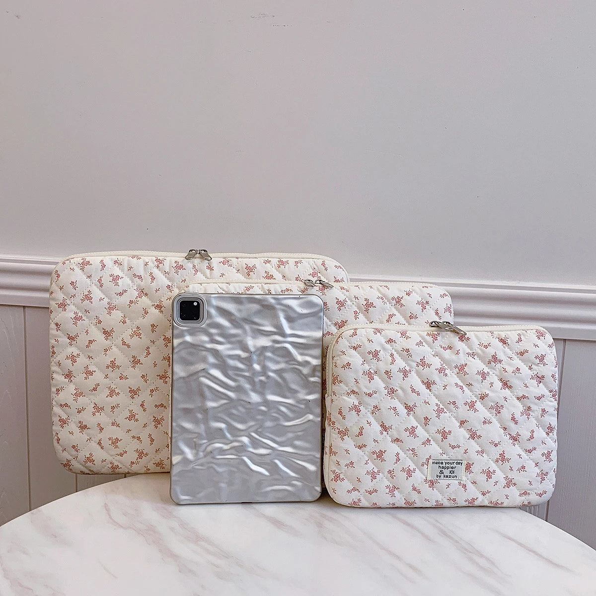 1 Pc Chic Flower Print Quilted  Laptop Bag 11 Inch/14 Inch/15 Inch Computer Bag Protection Case Laptop Sleeve Computer Case Bag