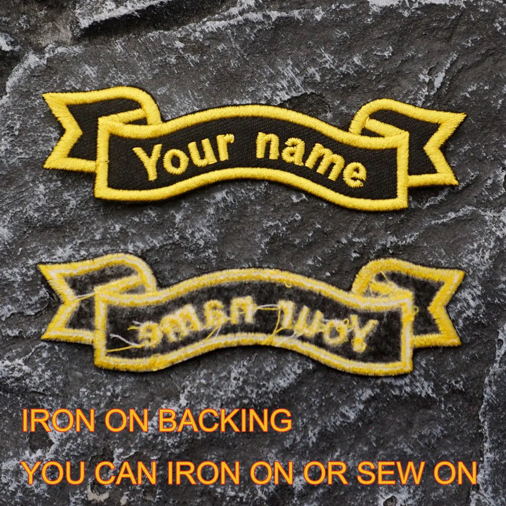 Custom Name Tags Embroidered Patches Personalized Text Badge with Iron on Backing