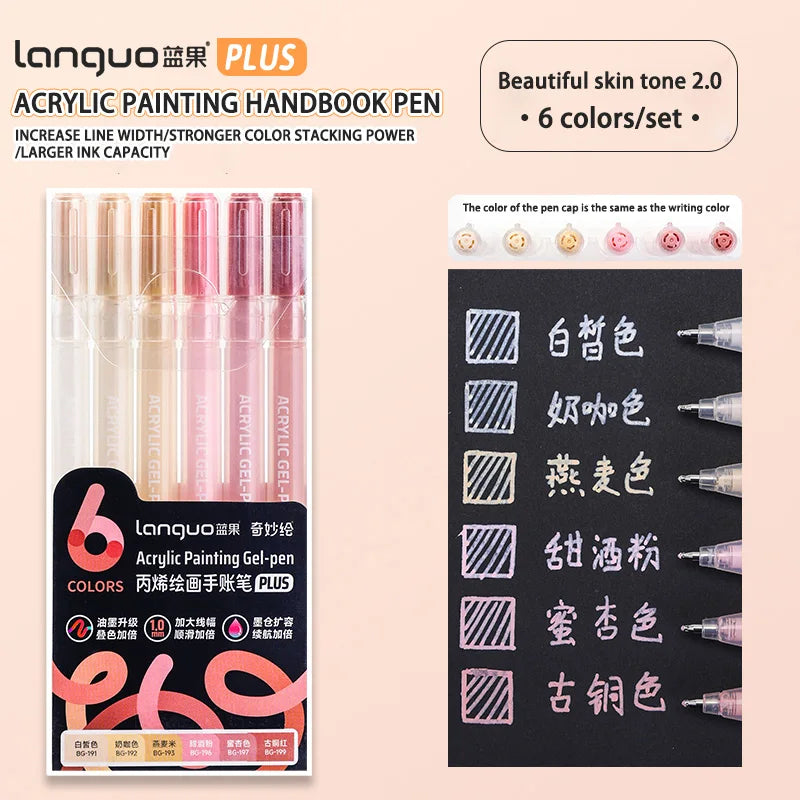 Languo 6/24/36/54/72/90 colors Acrylic Painting Handbook Pens Multi-Color Gel Pen Student Neutral Pen Writing Marker Stationery