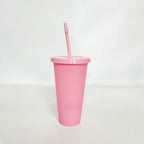 5pcs 24oz PP Colorful Straw Cup Large Capacity Milk Tea Cup for Iced Coffee Cold Drinks Travel Office Party