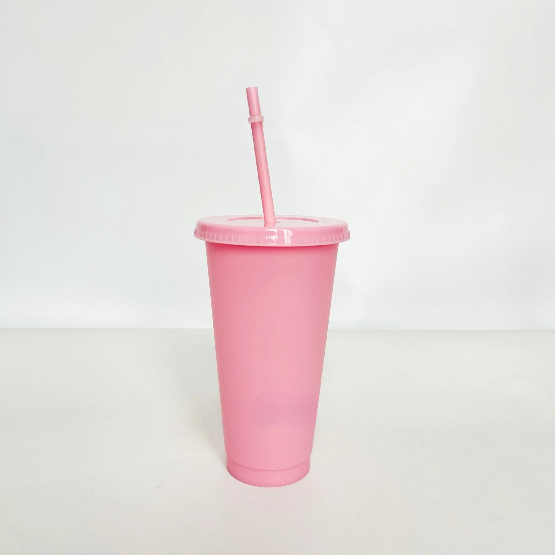 5pcs 24oz PP Colorful Straw Cup Large Capacity Milk Tea Cup for Iced Coffee Cold Drinks Travel Office Party