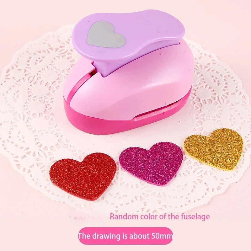 8/16/25/38/50mm Random Color Heart Punch - DIY Embossing & Paper Cutting Hole Puncher for Scrapbooking