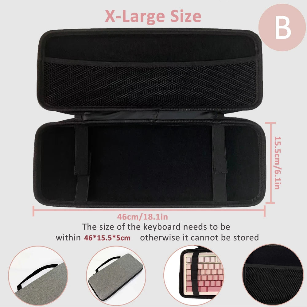 Hard Case Keyboard Storage Bag Grey Black Dustproof Protective Keyboard Box 60 75 80 95 100 Layout Mechanical Keyboard Case