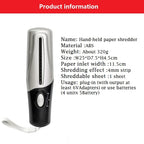 Portable Handheld Battery and USB Dual-purpose Shredder A4/A6 Size Suitable for Mini Cutter Electric Strip Cutting Document Tool