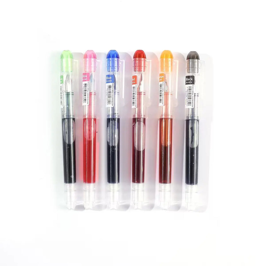 Large Capacity Disposable Fountain Pen Multi-Color Writing Ink Pens Quick-Drying Stationery F Nib Direct Liquid Pen Office Acce