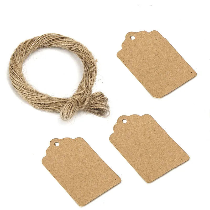 100/300/500pcs Kraft Paper Blank Gift Hang Tags with String for Gift Wrapping Price Small Business Packaging Supplies Material