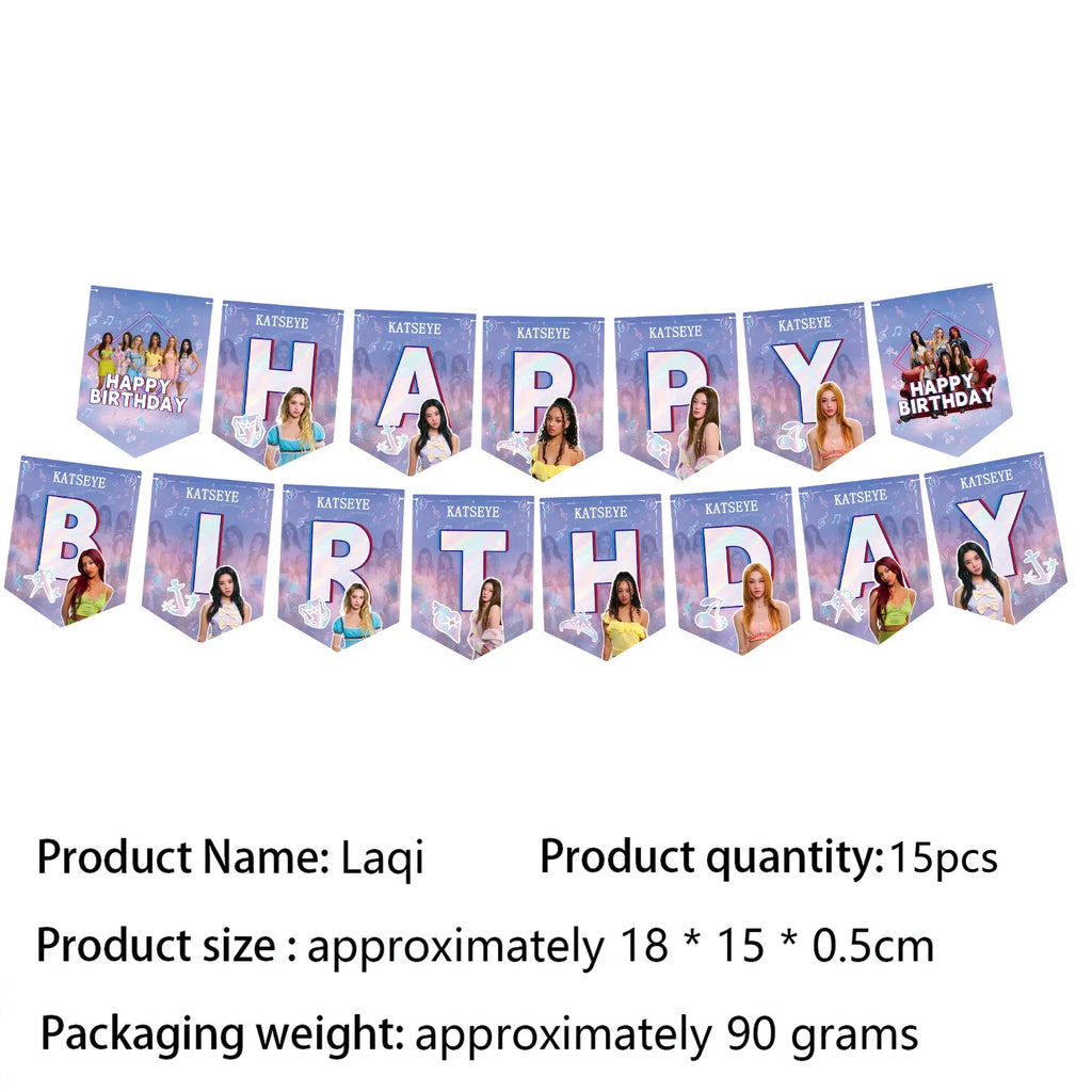 Katseye Girl Birthday Party Theme Decoration Cup Plate Banner Backdrop Gift Bag Tablecloth For Gift Baby Shower Supplies