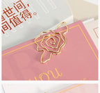 10pcs Gold Rose Flower Paper Clip Wholesale Metal Diy Flower Planner Stationery Supplies Bookmark Gift Shaped Paper Clips