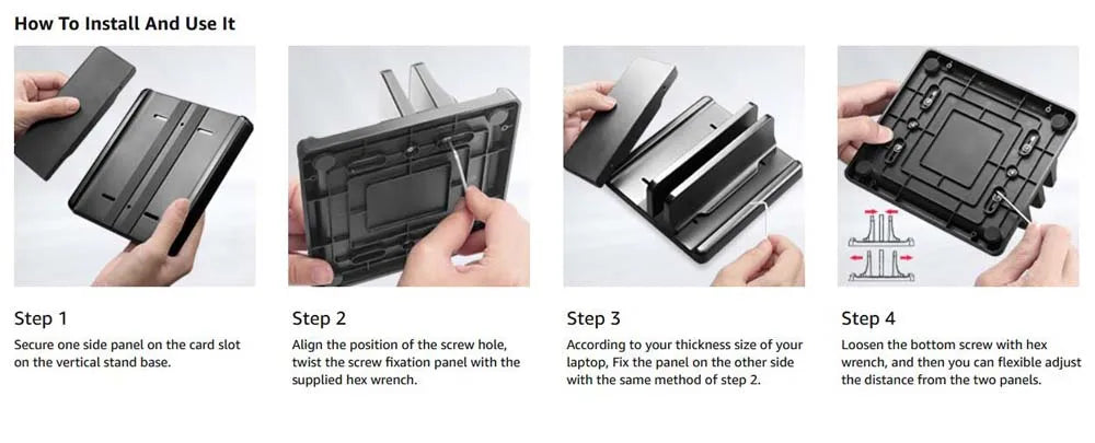 Dual-Slot Vertical Laptop Stand Holder Adjustable Double Desktop Notebook Dock Space-Saving for MacBook HP Dell Chrome Book iPad