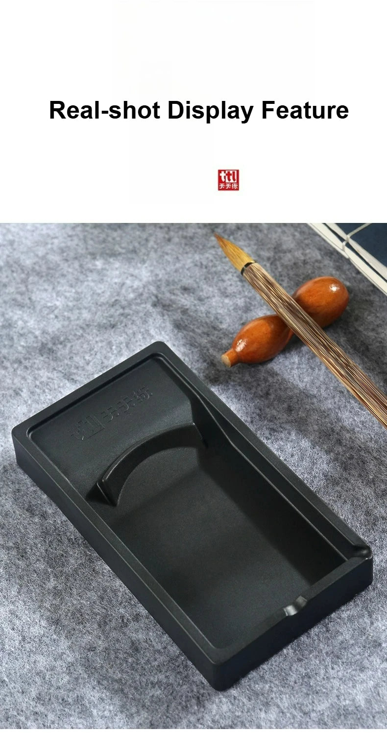 Multi-functional Inkstone Holding and Grinding Ink Anti-drop Portable Easy Clean Both Sides Usable Stationery for Students