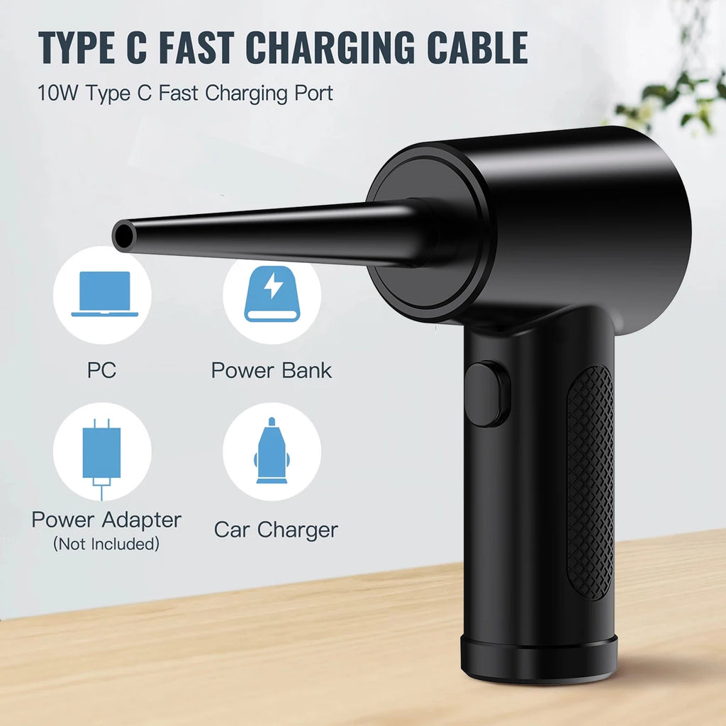 Compressed Air Duster For Computer Keyboard 51000 RPM USB Charging Mini Electric Cordless PC Car Cleaner Wireless Air Blower