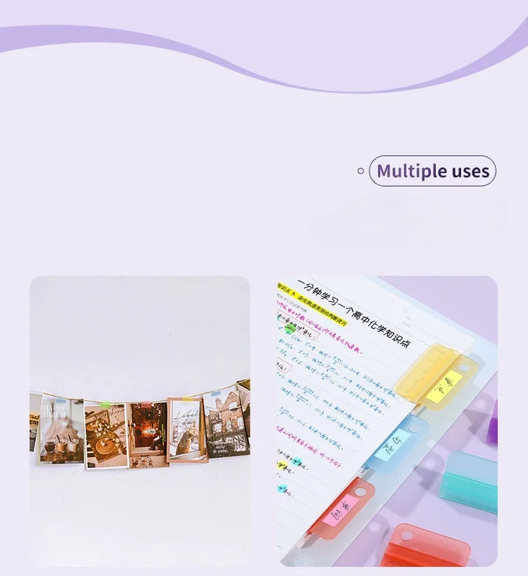 5pcs Plastic Index Clip Colorful Multi-function Bookmark Clip Transparent File Classification File Classification Clamp