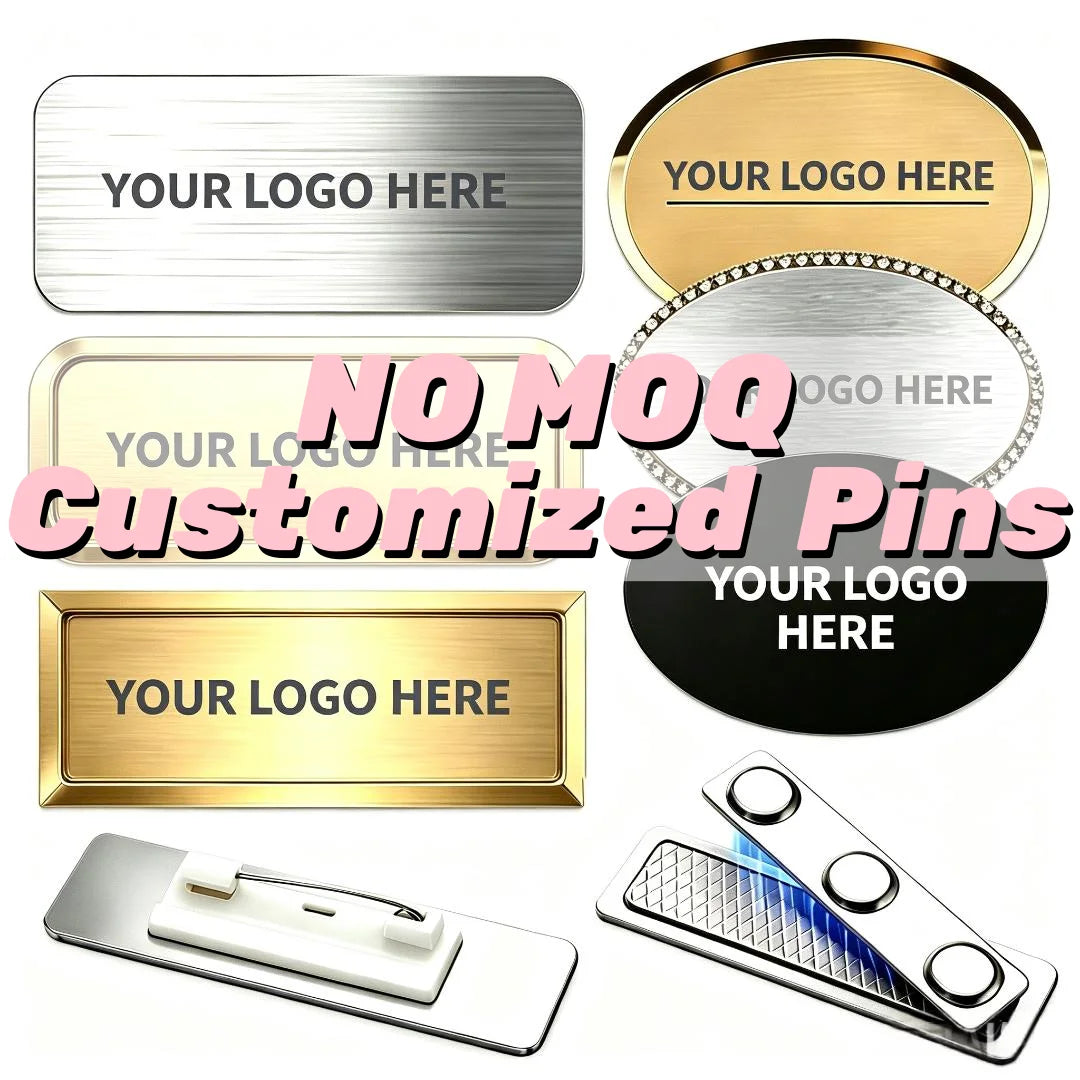 Cheap Direct Selling Custom Pins Custom Name Tags Magnetic Metal Blank Name Badge Laser Engraved Logo Staff Employee Uniform Tag
