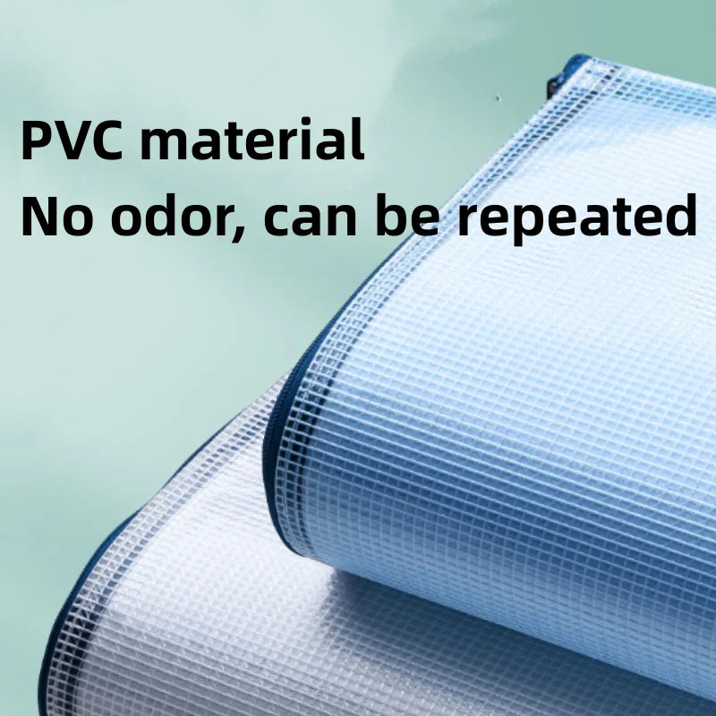 10pcs, A3 Mesh Zipper File Bag,5 colors, waterproof plastic file Bag for organizing school and office supplies, cosmetics, trave