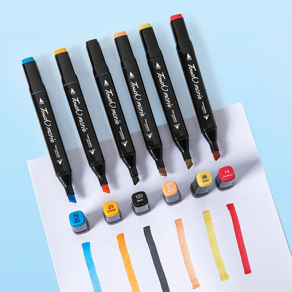 12-168 Colors Markers Set Double Headed Marker Pen Student Animation for Bookmark Manga Drawing Painting School Art Supplies
