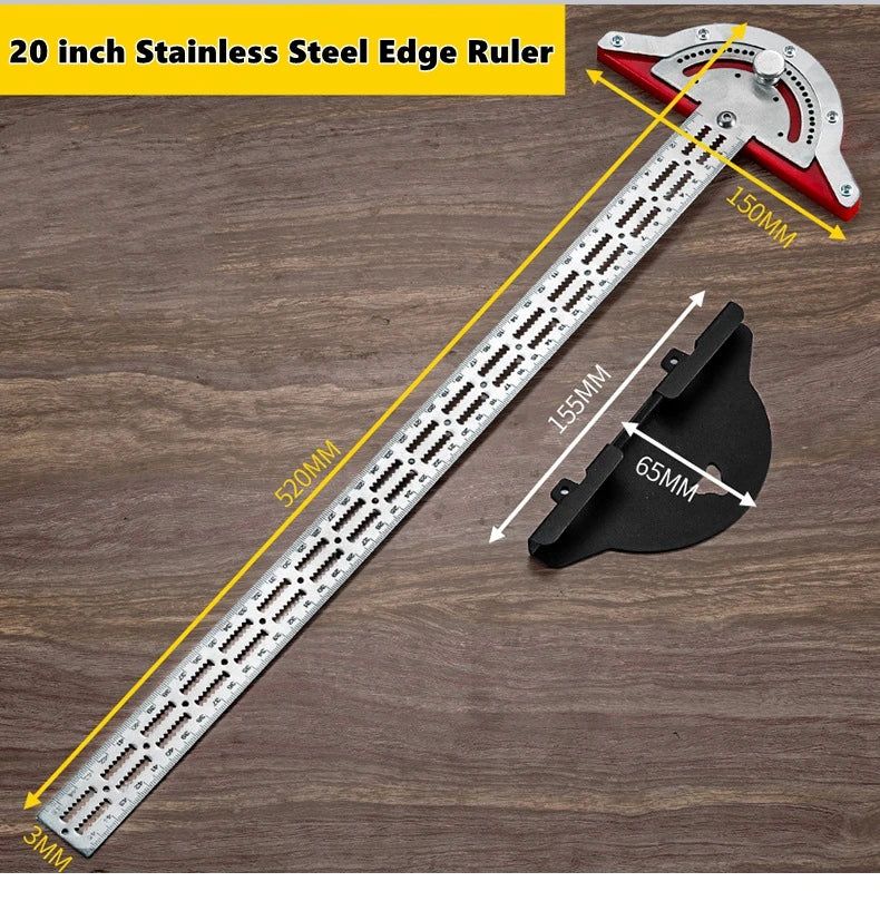 0-180 Degree Angle Gauge Woodworkers Edge Ruler Stainless Steel Protractor Angle Finder Ruler Precision Carpenter Measuring Tool