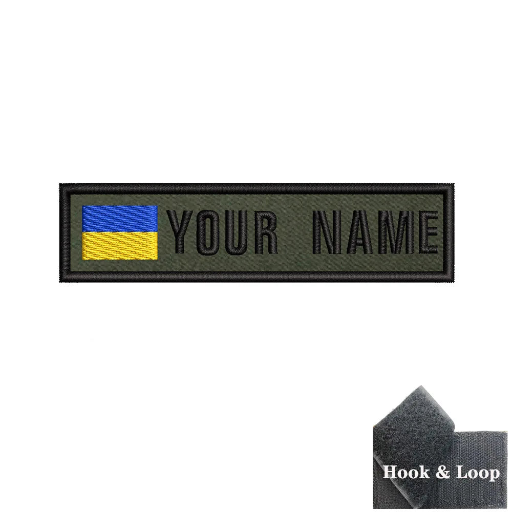 1PC 10cmX2.5cm Custom Name Flag Patch Stripes Badge Iron On Or Hook Loop Armband Germany Luxembourg Armenia Serbia green