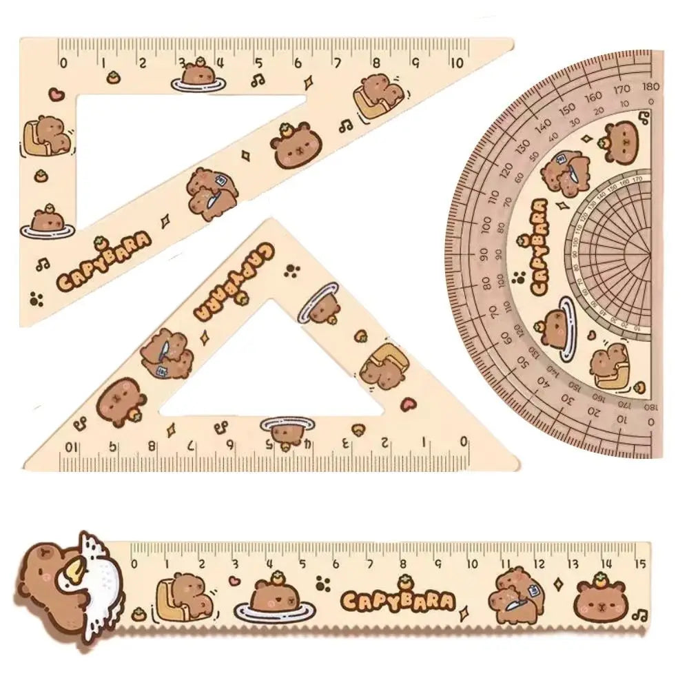 Capybara 4PCS Ruler/Protractor/Set Square Measure Tool Students Geometry Maths Drawing Stationery School Office Supplies