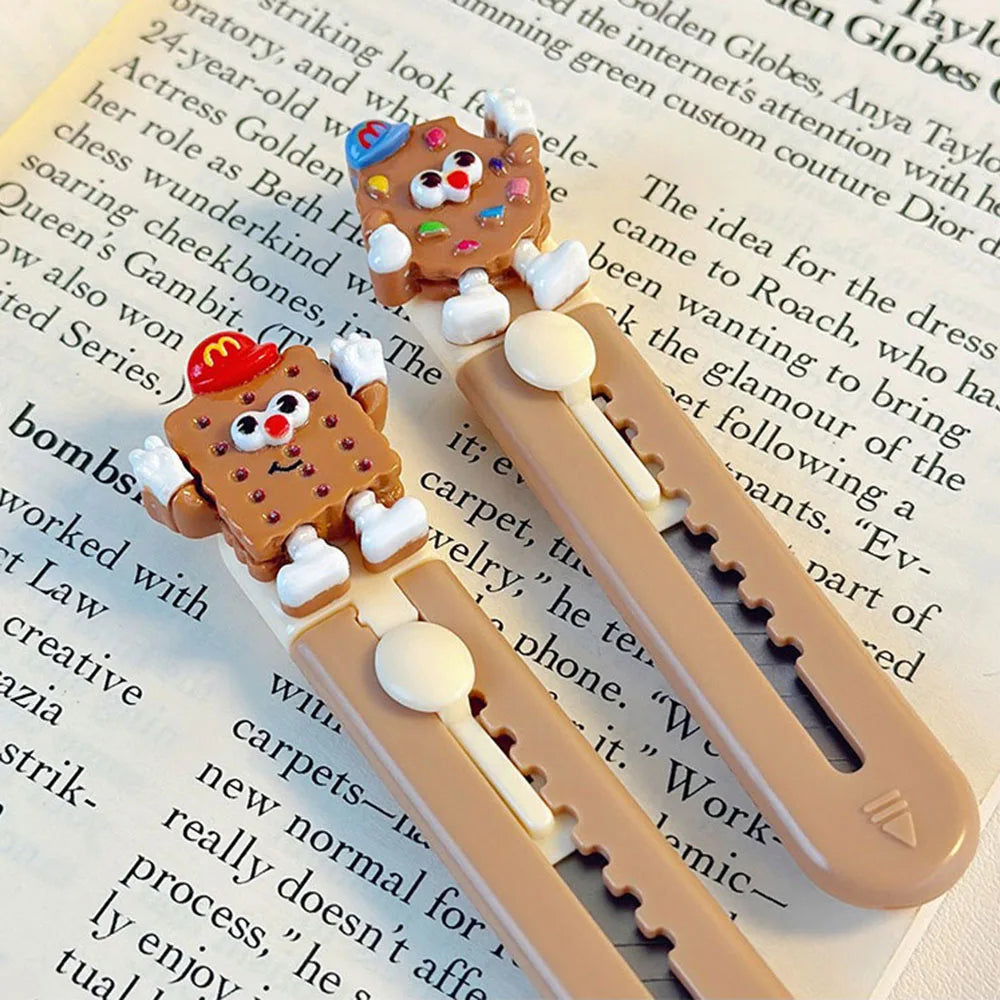 1 Pcs Cute Cartoon Alloy Mini Portalble Utility Knife Cutter Letter Envelope Opener Mail Knife School Office Supplies