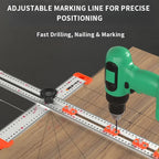 Woodworking T-Square Ruler 2 in 1 Drill Guide Hole Positioning Measuring Tool